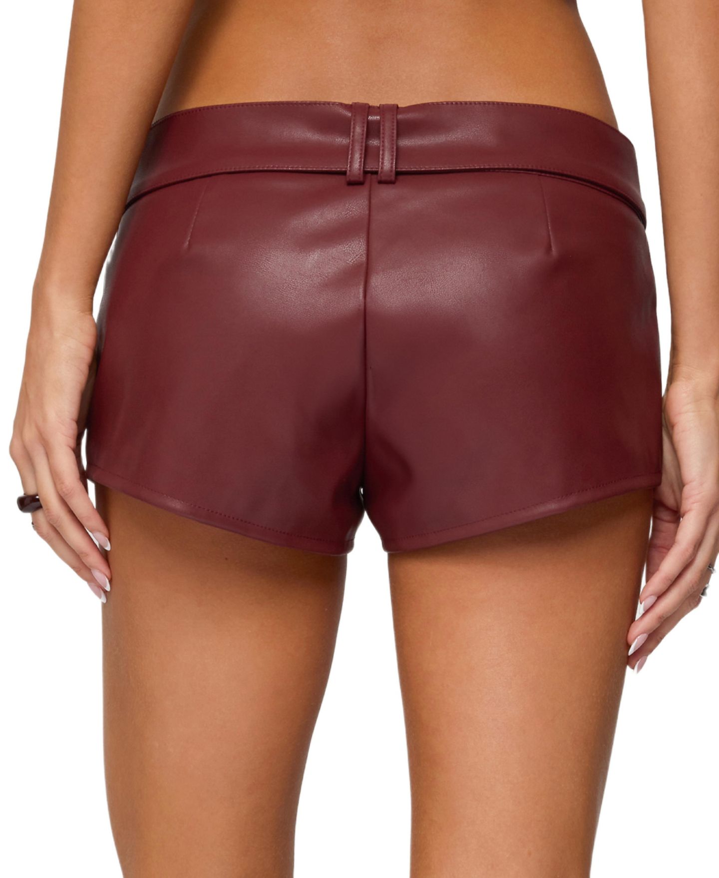 Женские шорты Edikted Alba Faux Leather, цвет: Бордовый — фото 2