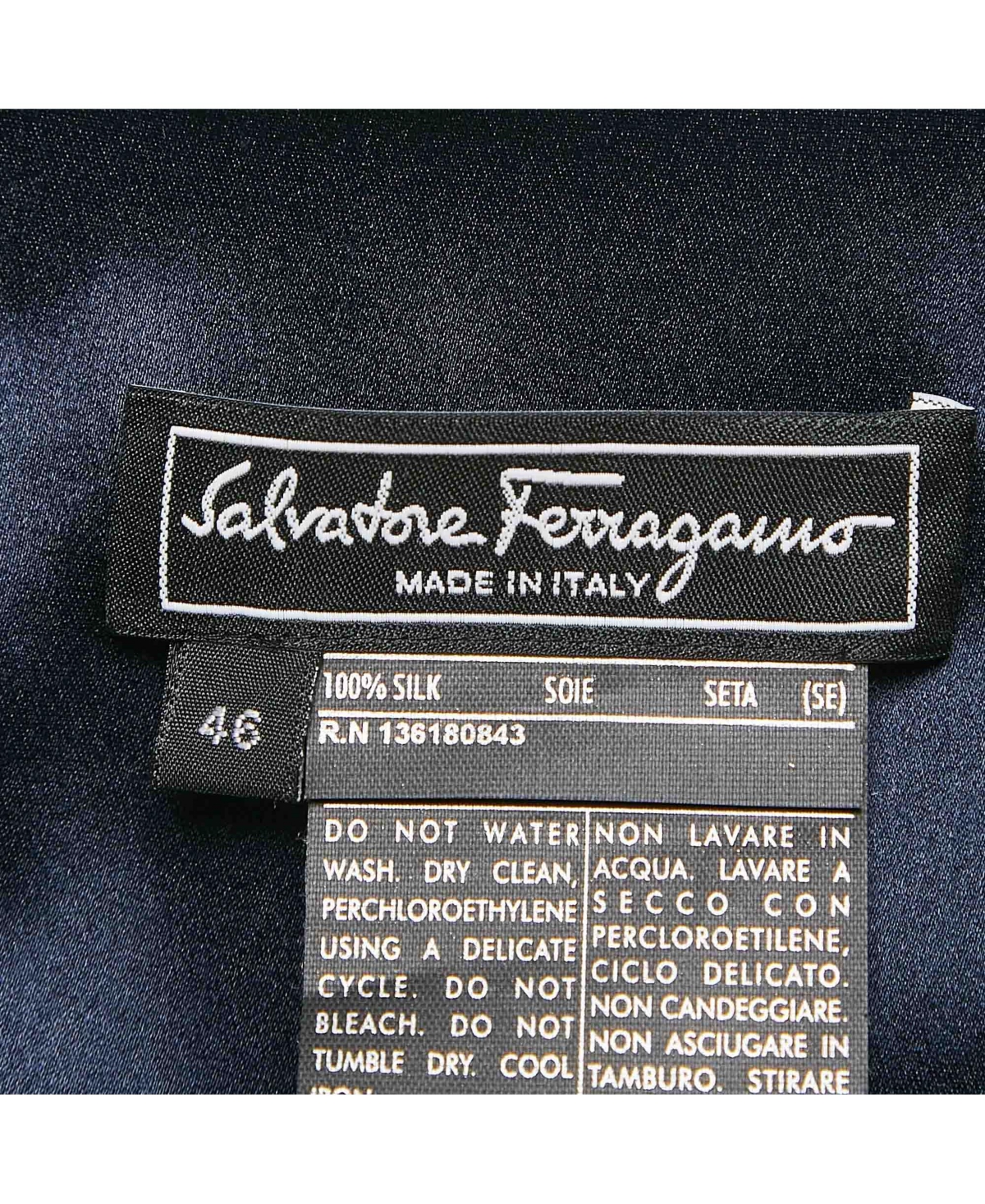 Pre-Owned Salvatore Ferragamo Women's Navy Blue Satin Silk Lace-Up Detail Sleeveless Top