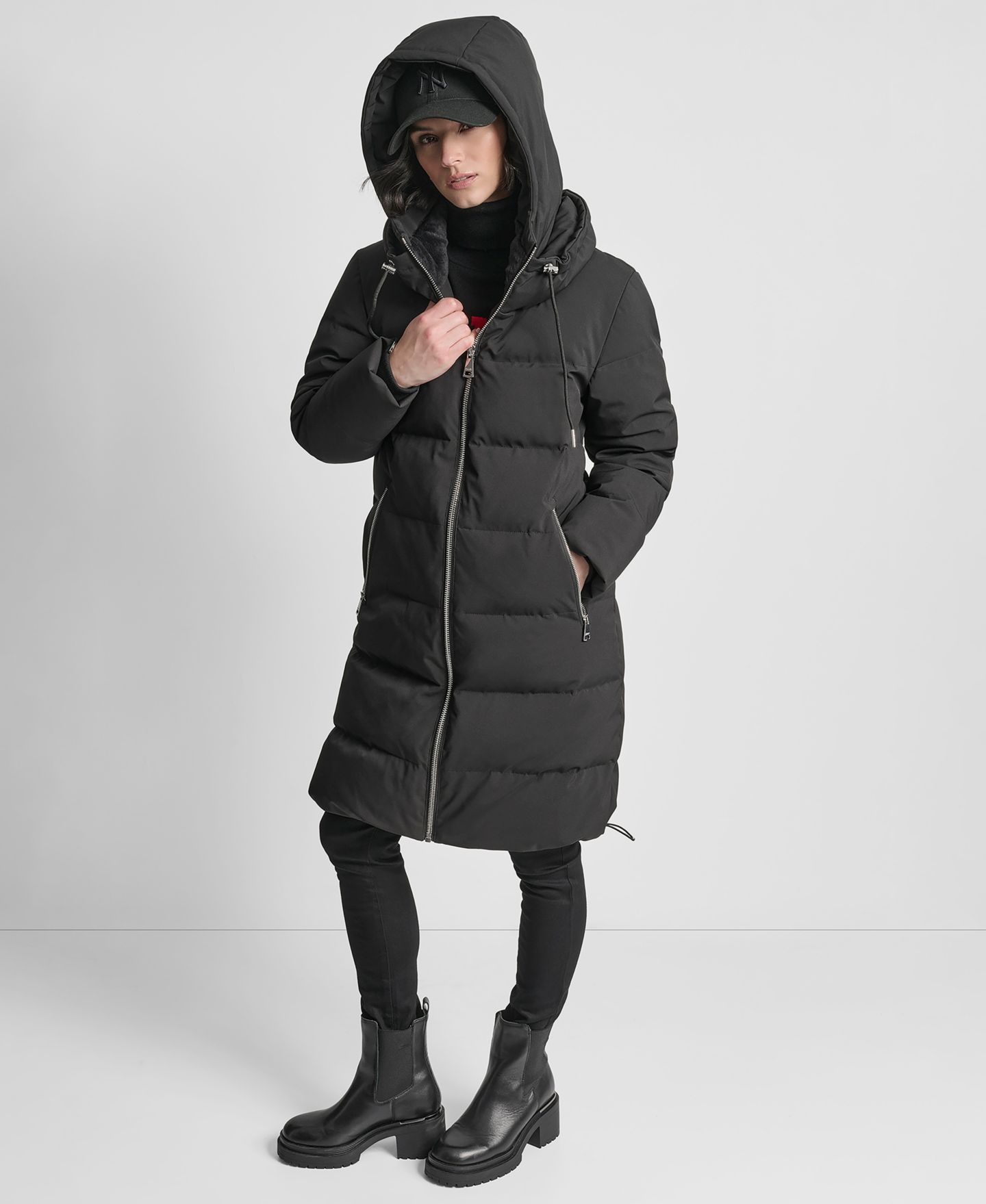 Женская куртка DKNY Stand Collar Zipper Puffer, цвет: Чёрный — фото 5