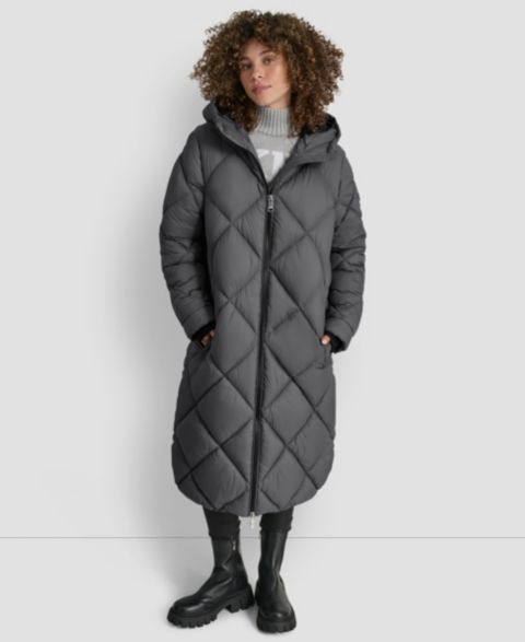 Женские куртки DKNY Diamond Quilted Hooded Puffer Coat