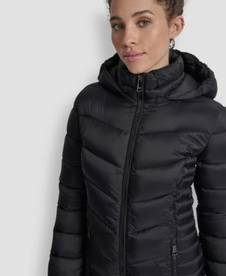 Women's Chevron-Quilted Full-Zip Puffer Jacket