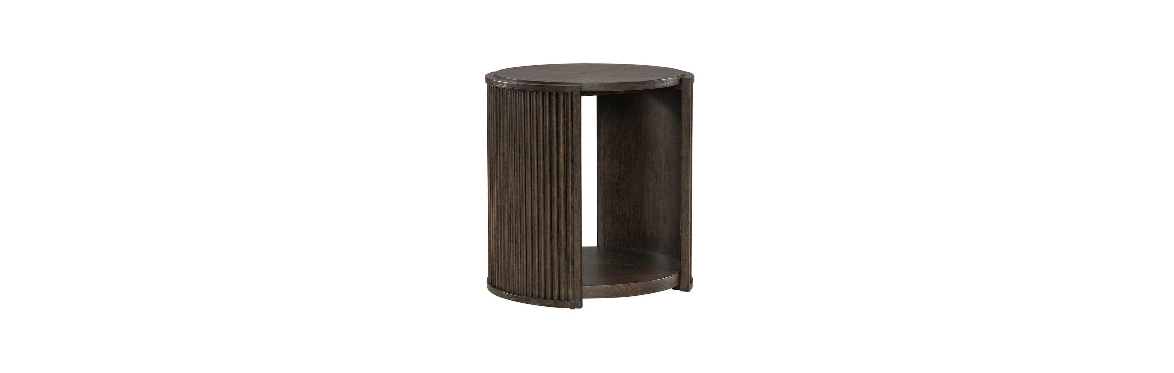 Liberty Furniture City View Round End Table for Living Room- Coffee Bean Oak Wood