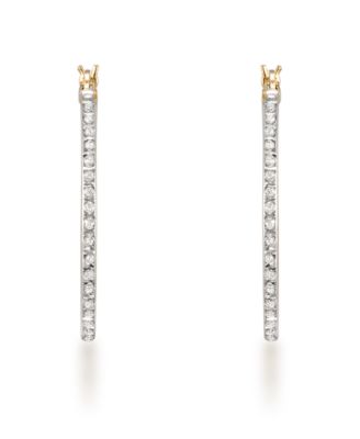 Diamond Accent Hoop Earrings (0.01 ct. t.w.) in 18k Gold Over Sterling Silver