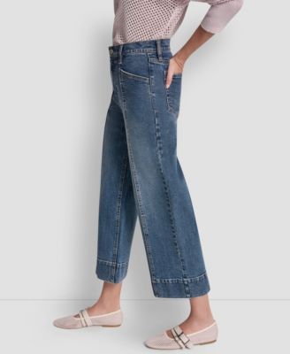 Women's High Rise Cropped Wide Leg Utility Jeans