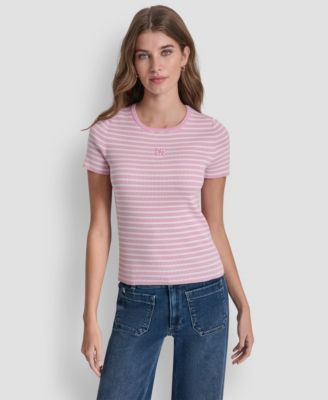 Women's Crew Neck Striped Rib Top