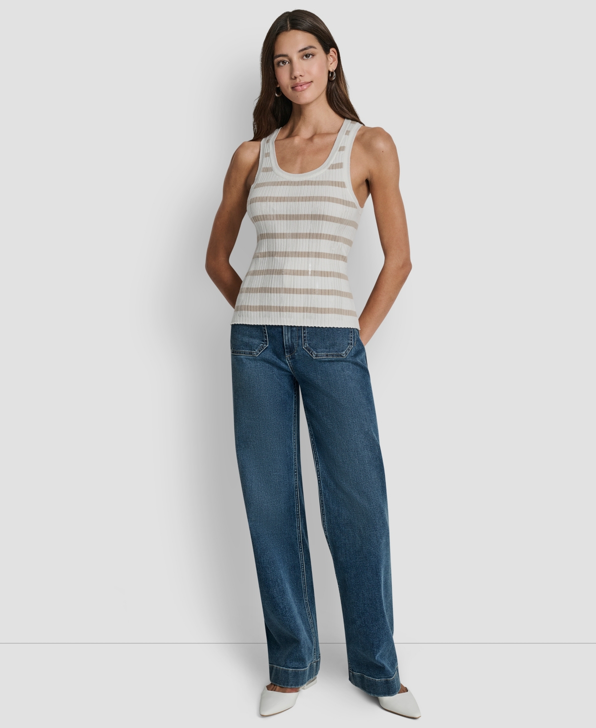 Dkny Jeans Women's Striped Sleeveless Top