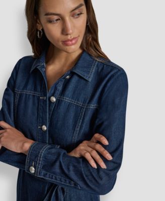 Women's Self-Belted A-Line Shirt Dress