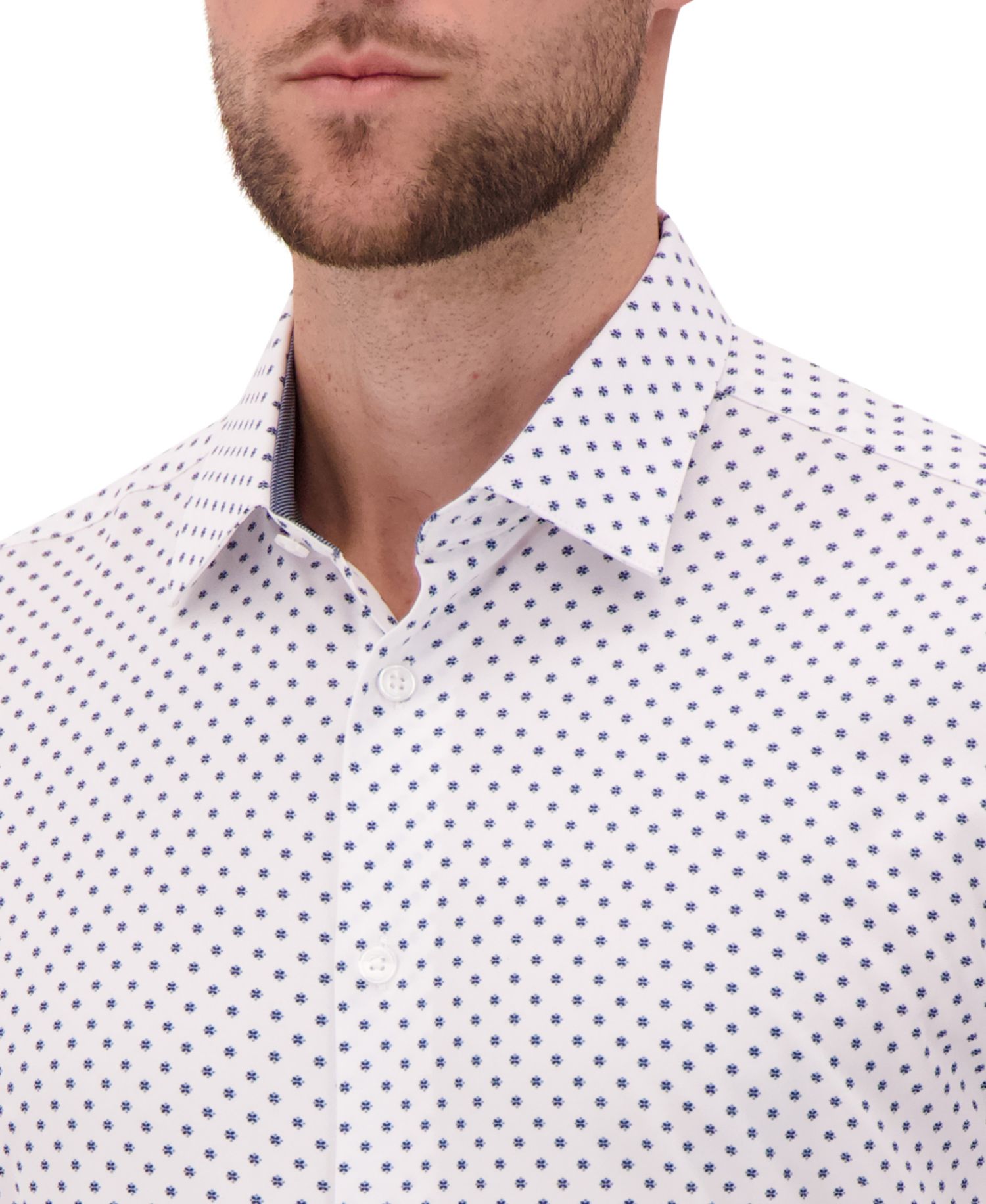 Men's 4-Way Geometric-Print Button-Front Woven Dress Shirt