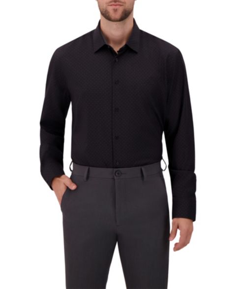 Мужская рубашка Report Collection 4-Way Geometric-Print Spread-Collar Woven Dress Shirt, цвет: Чёрный