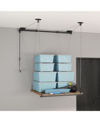 GL2FB-E – 4×4 FT GARAGE LIFTING STORAGE RACK, FRAME-ONLY (BLACK)