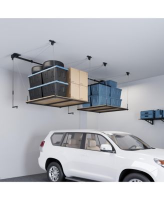 GL2B-E– 4×4 FT GARAGE LIFTING STORAGE RACK WITH RUBBERWOOD PLATFORM  (BLACK)