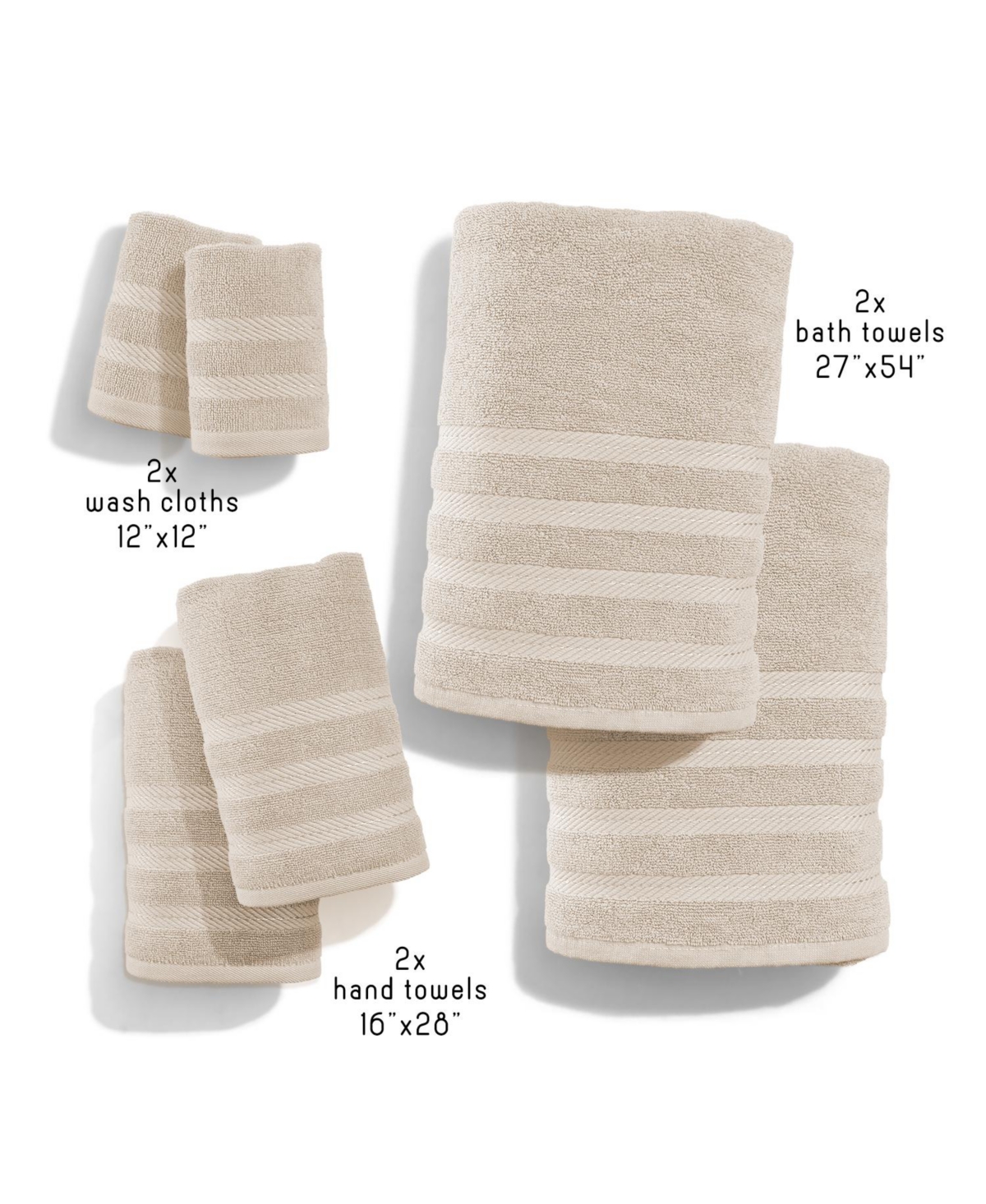 Luxury Soft & Absorbent 100% Ring Spun Cotton Towel Set for Bathroom, Shower, Spa - 6 Piece