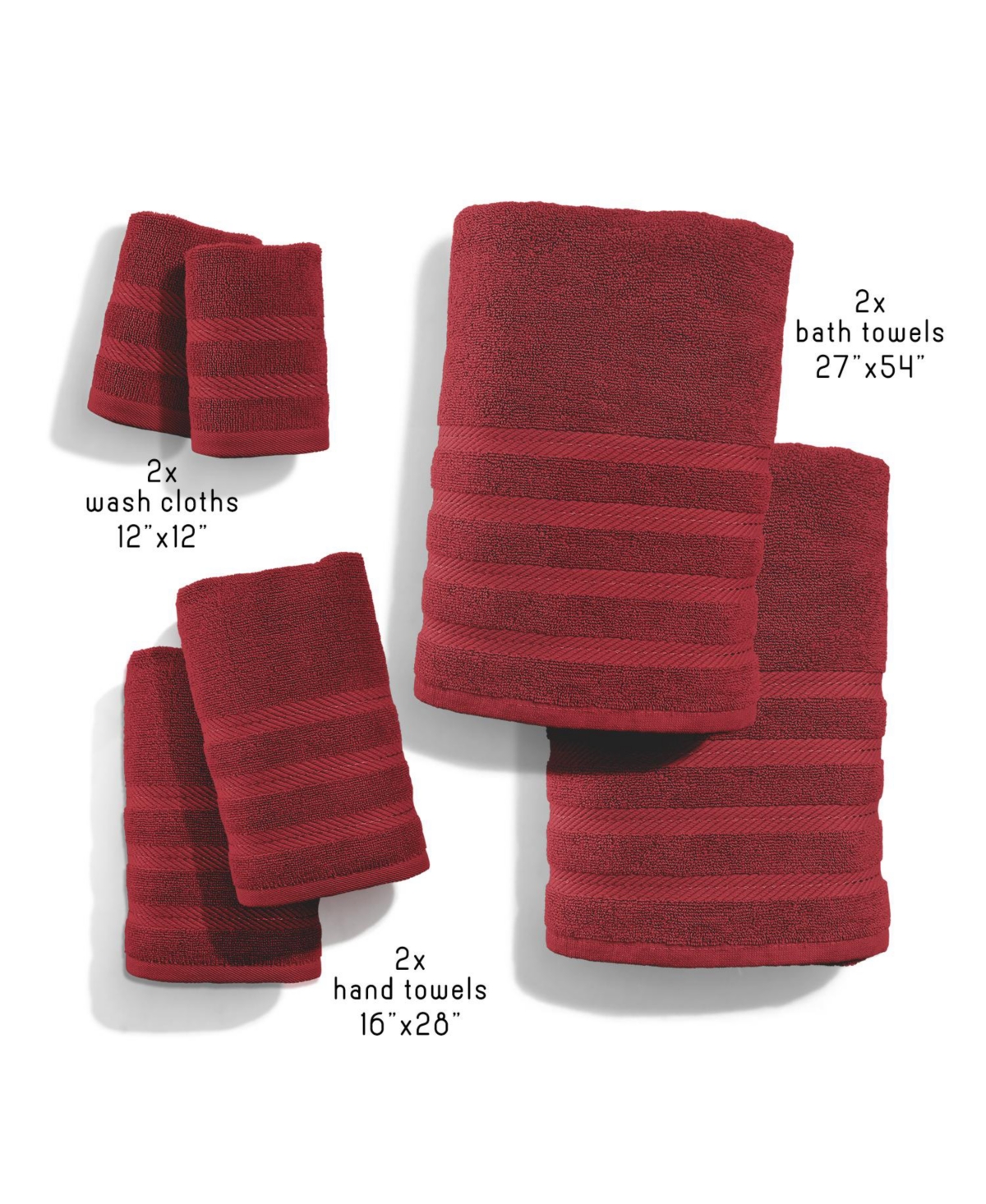 Luxury Soft & Absorbent 100% Ring Spun Cotton Towel Set for Bathroom, Shower, Spa - 6 Piece