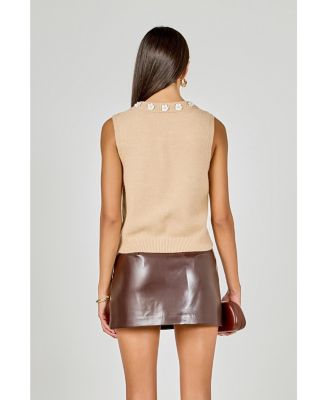 Women's Floral Button Knit Vest