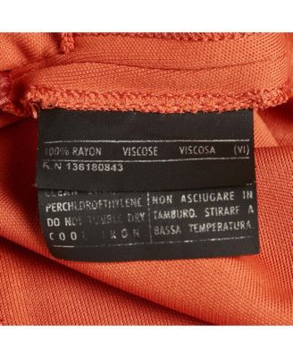 Women's Orange Jersey Plunging Neck Midi Dress