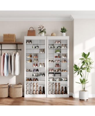 10-Tier Shoe Storage Cabinet, Tall Wooden Shoe Rack with 27 Cubbies, Freestanding Shoe Organizer for Entryway, Living Room