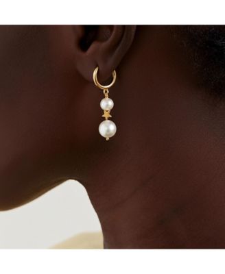 Gold Plated Freshwater Pearl & Star Mismatched Drop Earrings