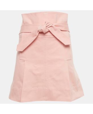 Women's Pink Cotton Belted Mini Skirt