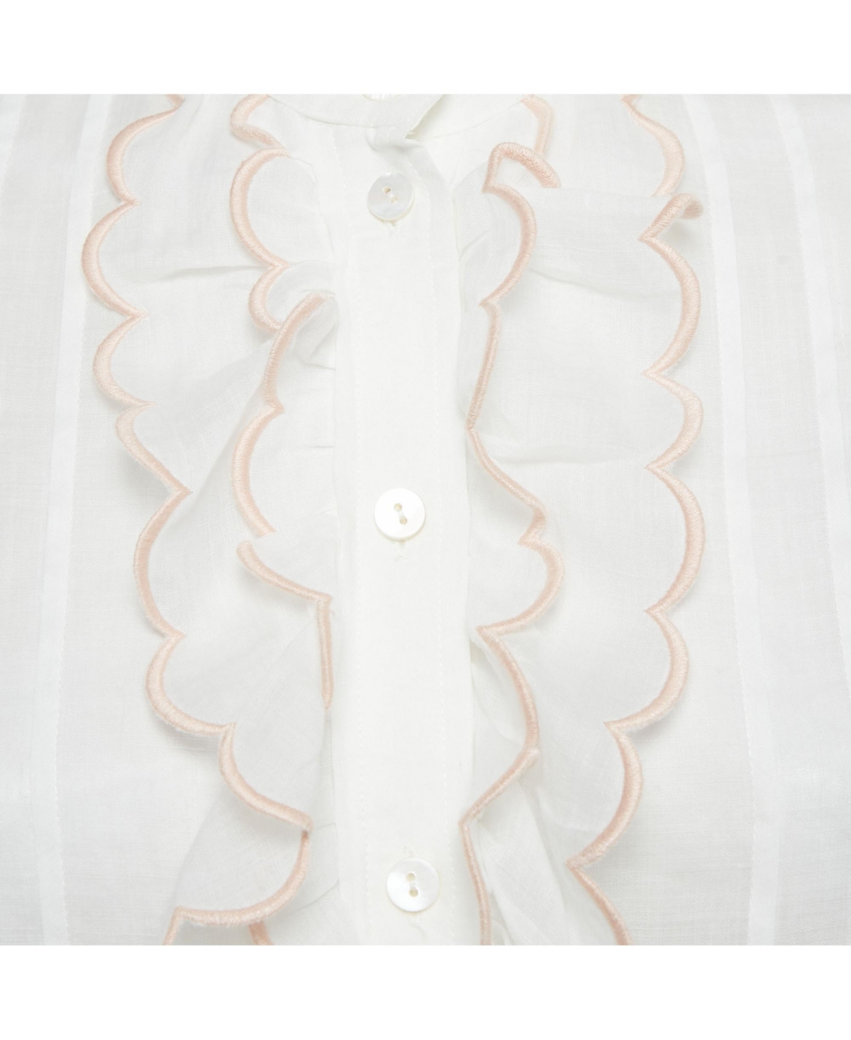 Pre-Owned Zimmermann Women's Ramie Scallop Frill Detail Jude Shirt