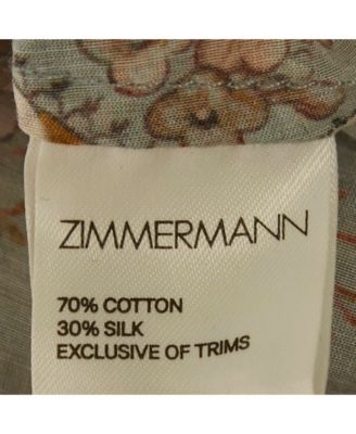 Women's Blue Floral Print Cotton Ruffled Blouse