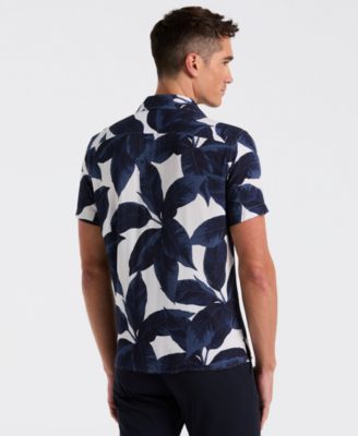 Men's Tropical Plant Print Camp-Collar Shirt