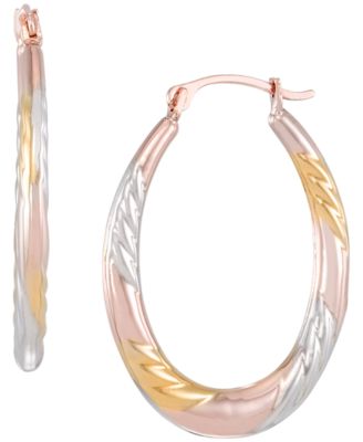 Macy's - Hoop Earrings in 14K Rose Gold and Yellow Gold Over Sterling Silver