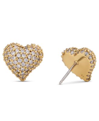 Amour Cubic Zirconia Gold-Tone Pave Stud Earrings