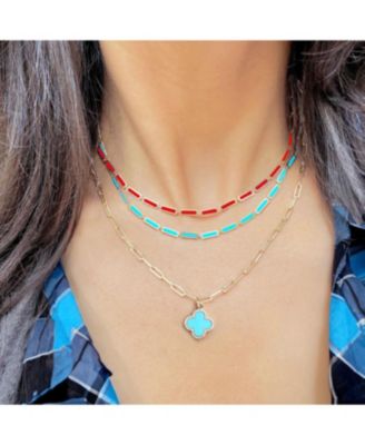 Coral Bar Necklace 14K Gold