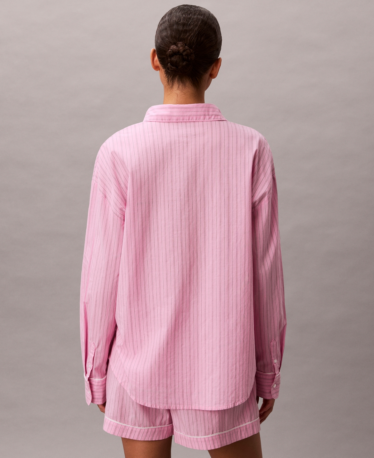 Calvin Klein Women's Poplin V-day Button-down Pajama Shirt In Pink