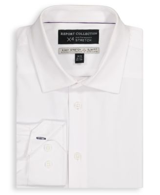 Men's 4-Way Tonal Herringbone Print Woven Dress Shirt