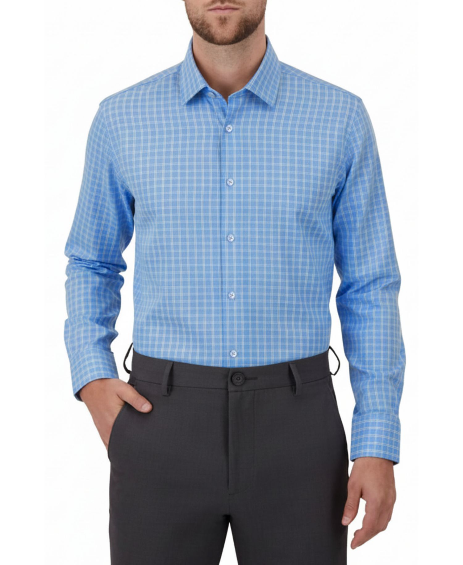 Men's 4-Way Tonal Geometric-Print Woven Dress Shirt