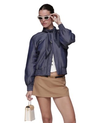 Women's Scarf Tie Neck Bomber Jacket