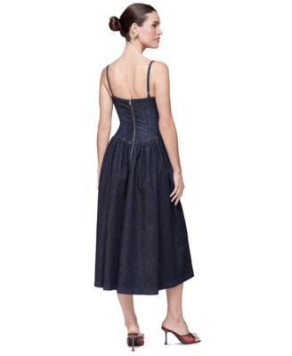 Women's Drop Waist Square Neck Midi Dress