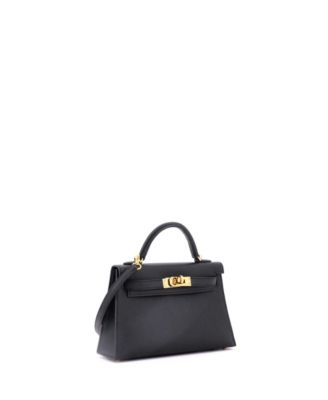 Pre-Owned HERMES Kelly 20 Handbag Black Epsom with Gold Hardware