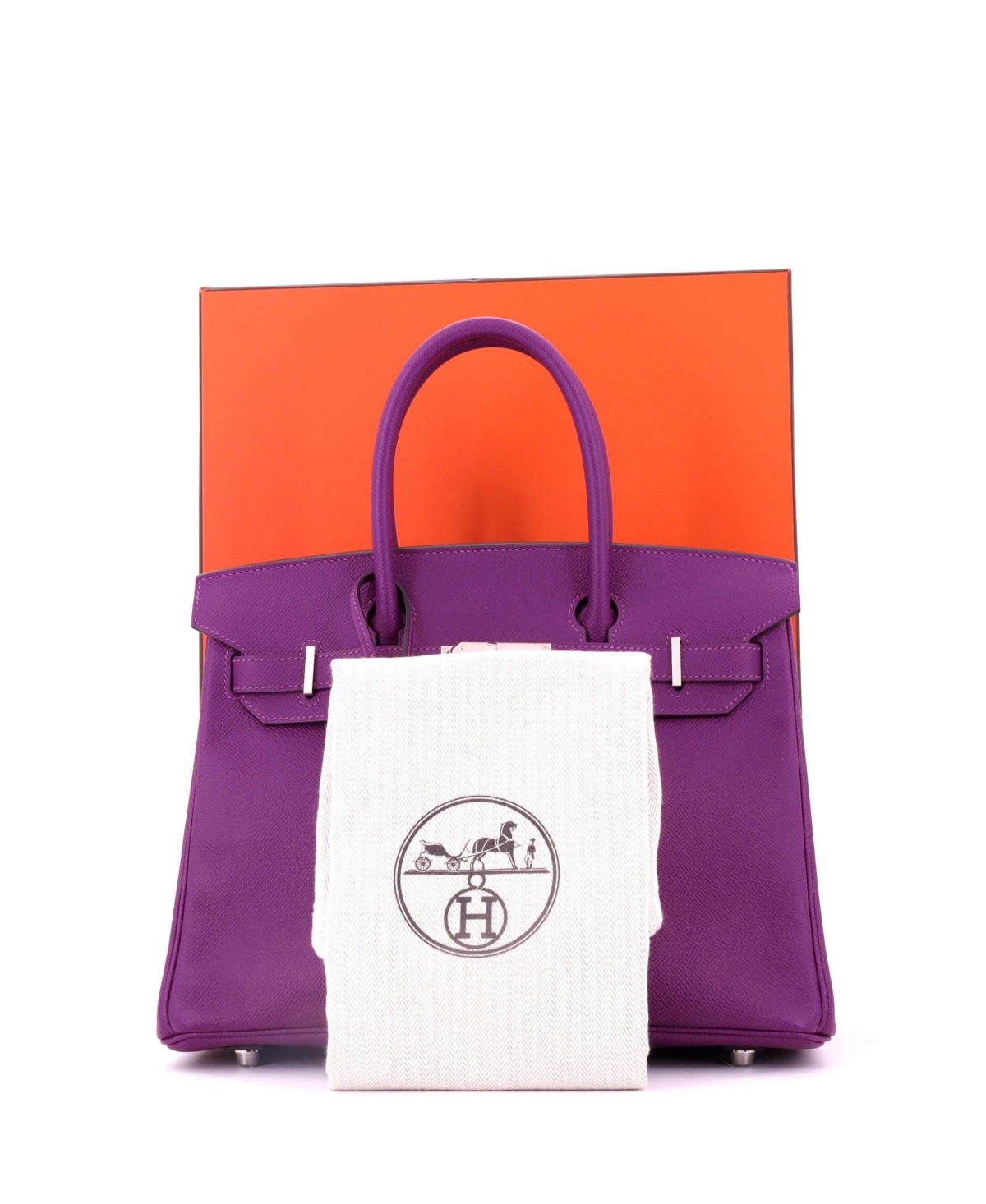 Pre-Owned HERMES Birkin 30 Handbag Purple Epsom with Palladium Hardware