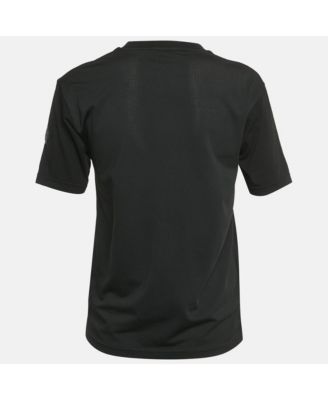 Women's Black Logo Applique Jersey Crewneck T-Shirt