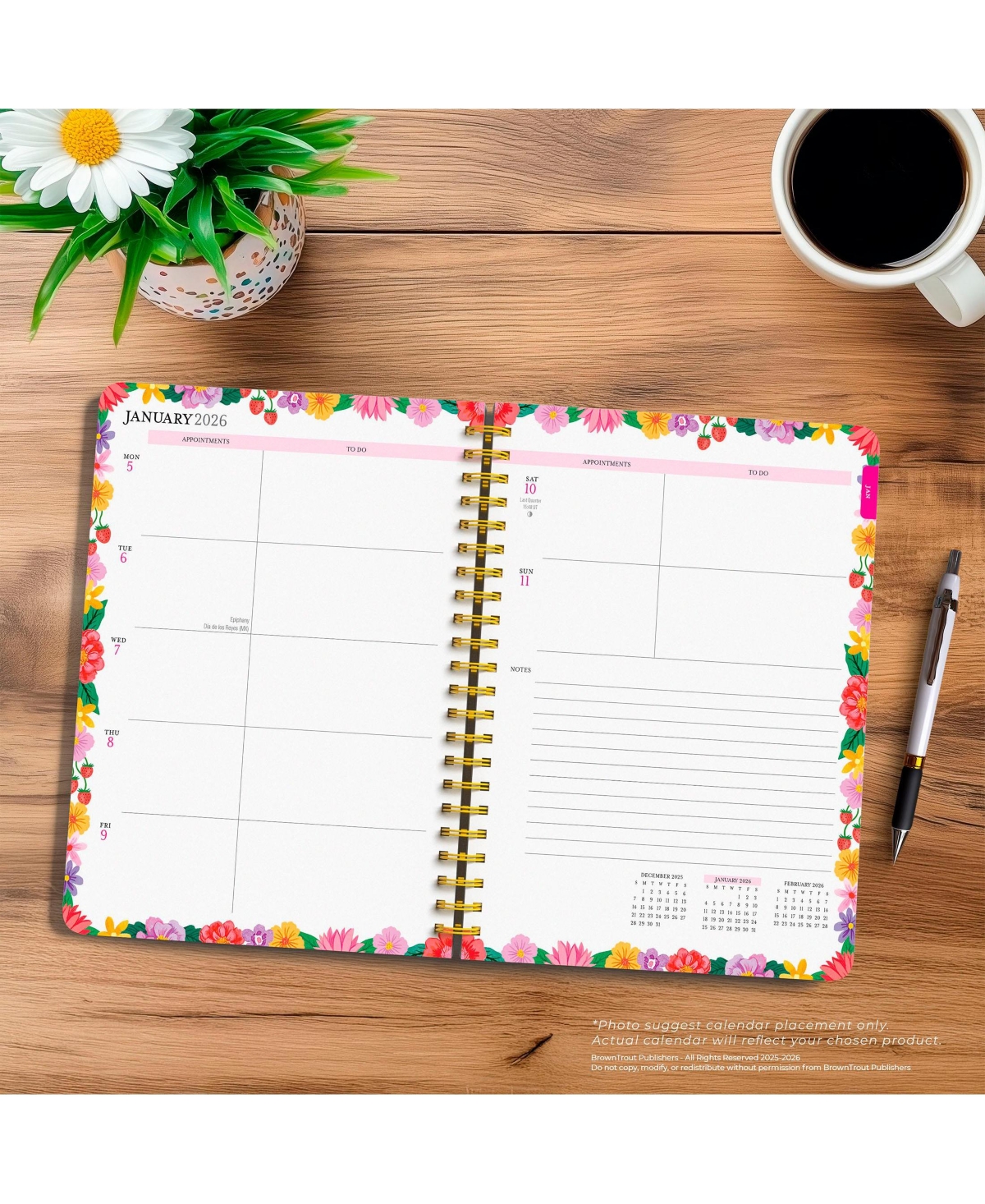 Bonnie Marcus Official | 2026 6 x 7.75 Inch Weekly Desk Planner | Foil Stamped Cover