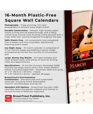 Vintage Guitars | 2026 12 x 24 Inch (Hanging) Monthly Square Wall Calendar | Foil Stamped Cover | Plastic-Free