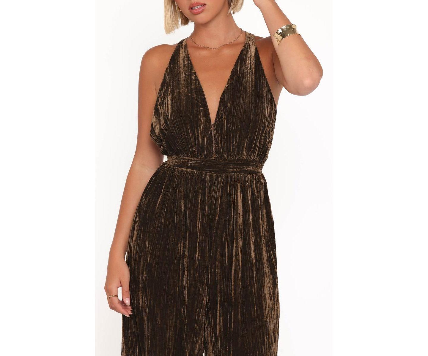 Женский комбинезон Petal and Pup Melody Velvet Jumpsuit, цвет: Мокко оливковый — фото 3