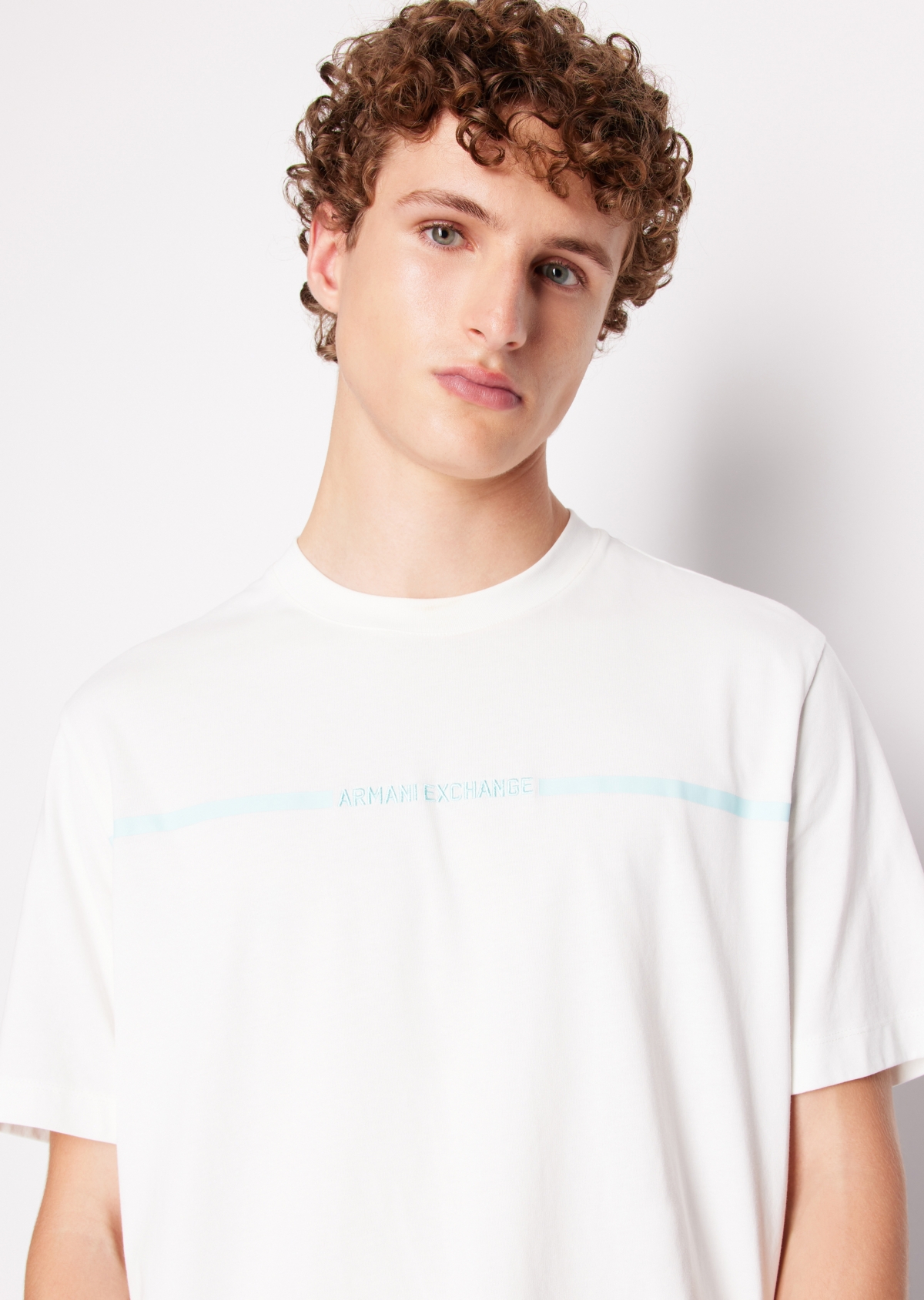 A|X Armani Exchange Men's Short Sleeve Skinny Stripe Logo T-Shirt