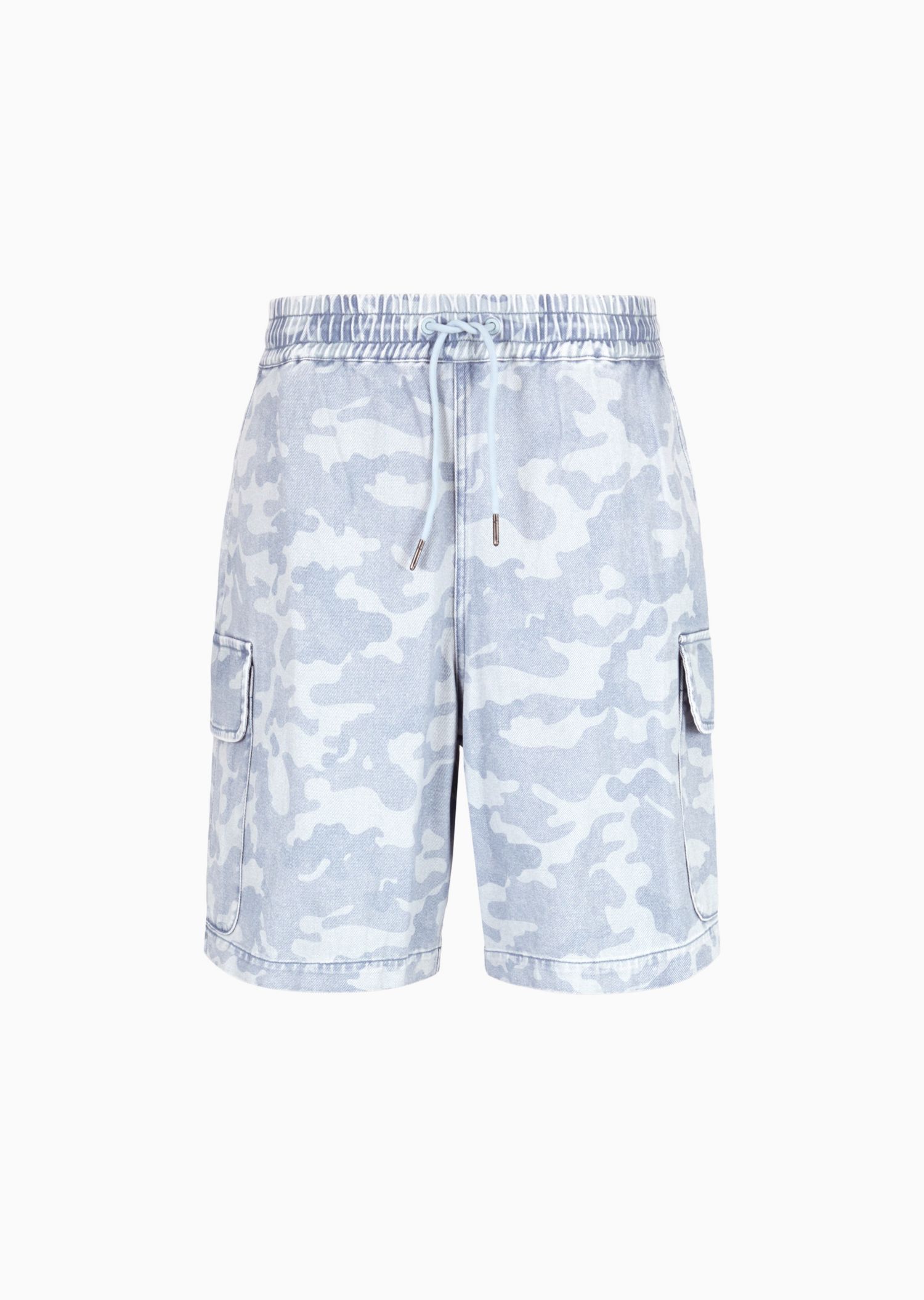 Men's Tonal Camouflage Drawstring Denim Cargo Shorts