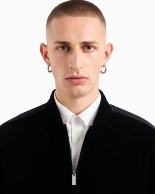 Men's Full-Zip Velour Bomber Jacket 