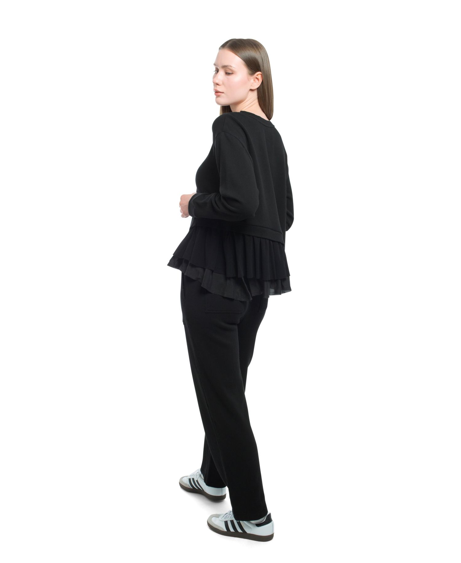 Women's Clothing Round Neck Mix Media Sweatshirt