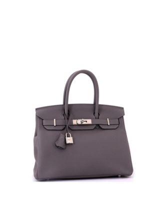 Pre-Owned HERMES Birkin 30 Handbag Grey Togo with Palladium Hardware
