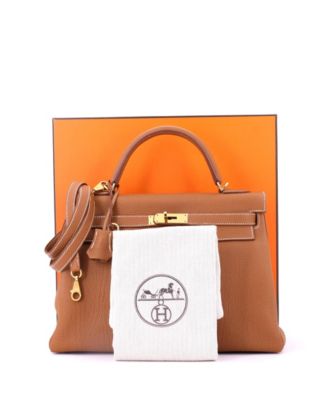Kelly 32 Handbag Brown Togo with Gold Hardware