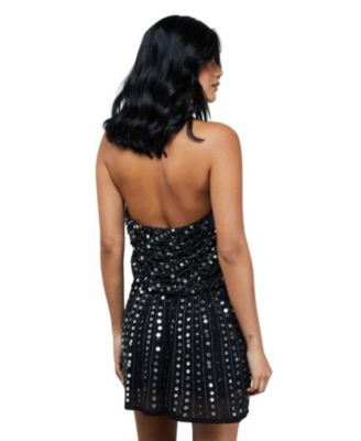 Women's Sequin Cowl Front Flippy Mini Dress