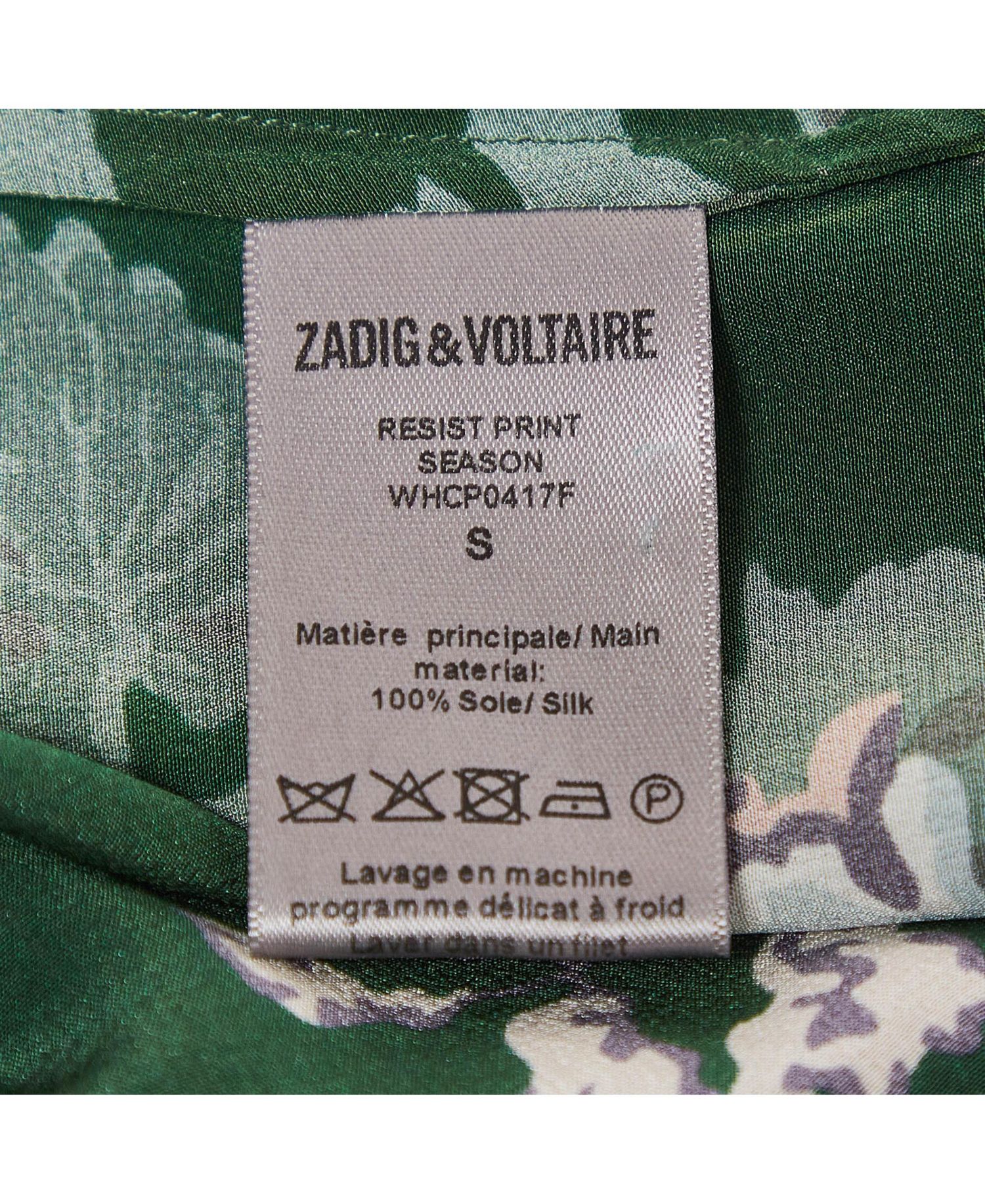 Women's Green Resist Print Silk Dress