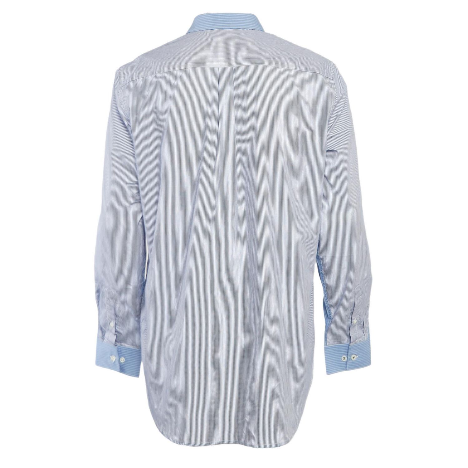 Men's Blue Stripe Cotton Button Front Shirt