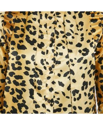 Women's Brown Leopard Print Satin Mini Dress