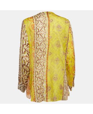 Women's Printed Silk Lace Up Blouse